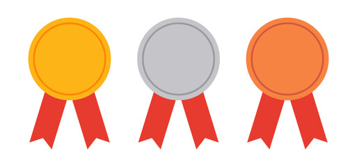 Wall Mural - medal award with ribbon vector design. gold, silver, and bronze medal. sport winner tournament compe