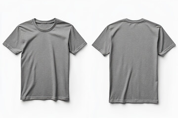 Wall Mural - Front and back view of gray t-shirts on white background