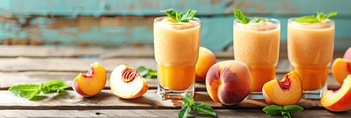 Sticker - Peach Fruit Juice Smoothie and Mint