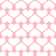 Wall Mural - Cute big white heart seamless pattern. Vector love hearts texture on pastel pink background. Valentines day print, trendy abstract minimal design for prints, wrapping paper, wallpaper, backgrounds.