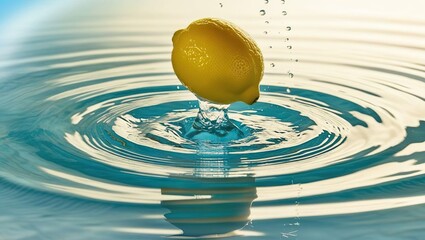 Lemon fall in water generate water waves