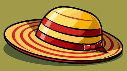 Sticker - Straw Hat with Black and Red Striped Band