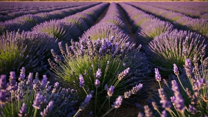 Canvas Print - rows of lavender in bloom background farm concept backdrop