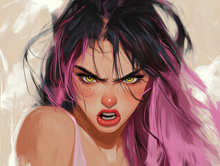 Wall Mural - Angry girl