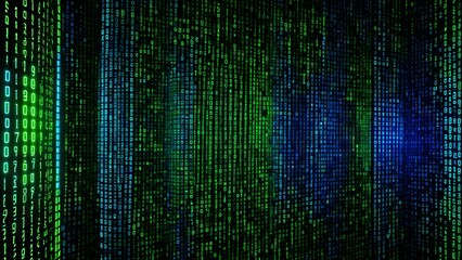 A computer screen with a green background and blue numbers