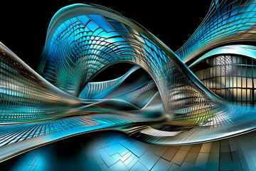 Wall Mural - futuristic abstract architecture with flowing structures