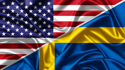 Wall Mural - United waving flag of USA and Sweden