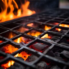 Wall Mural - close-up-of-metal-grill-with-coals