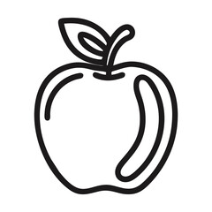 Wall Mural - simple line drawing of a red apple with a leaf. vector illustration