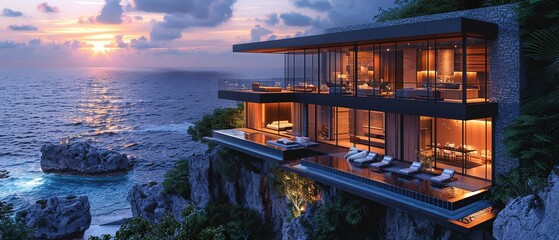 Wall Mural - A large house with a beautiful view of the ocean