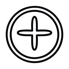Wall Mural - black and white line art circle with plus sign. vector illustration