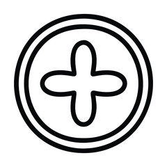 Wall Mural - black and white plus symbol with double circle outline. vector illustration
