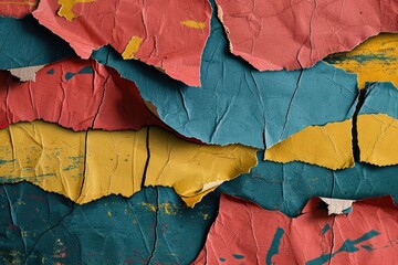 Canvas Print - Close-up shot of peeling paint on a wall, revealing worn-out surface