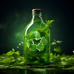 Sticker -  bottle-with-recycle-symbol-and-green-environment