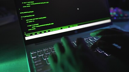 Fast speed coding typing on laptop screen
