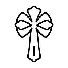 Wall Mural - black and white line art illustration of a simple cross. vector illustration