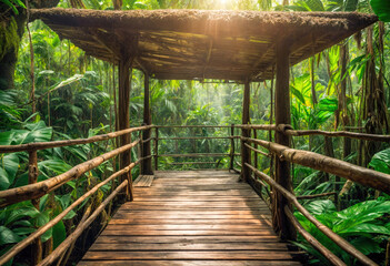 Wall Mural - Jungle Platform with Lush Vegetation