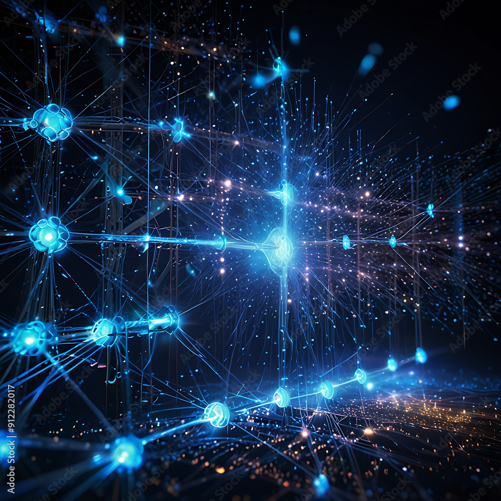 ech backdrop featuring glowing fiber optic links, quantum computing ...