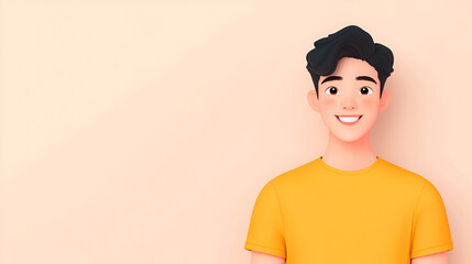 Sticker - Smiling Young Man in a Yellow T-Shirt - Perfect for Your Next Design Project!