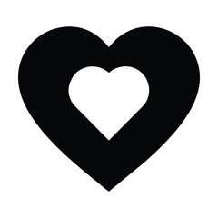 Wall Mural - black heart with white inner heart. vector illustration