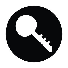 Wall Mural - simple white key icon in black circle. vector illustration