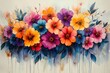 © furyon - vibrant abstract watercolor painting bursting with colorful flowers and foliage expressive brushstrokes and fluid pigments create a dynamic joyful celebration of nature and creativity