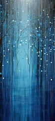 Wall Mural - Abstract Painting of a Forest with Blue and White Circles