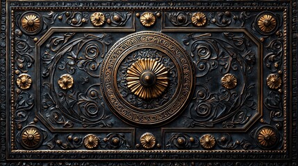 Poster - A beautifully crafted decorative panel showcases detailed floral motifs with a central medallion in golden hues