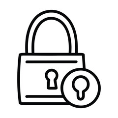 Wall Mural - simple black and white line drawing of a padlock with keyhole. vector illustration