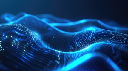 A close-up view of a wave of blue light