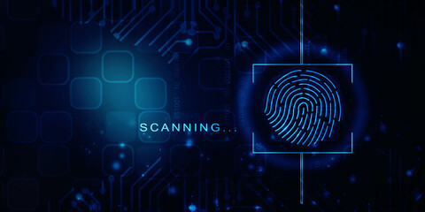 Wall Mural - 2d Illustration Fingerprint Scanning Technology Concept 