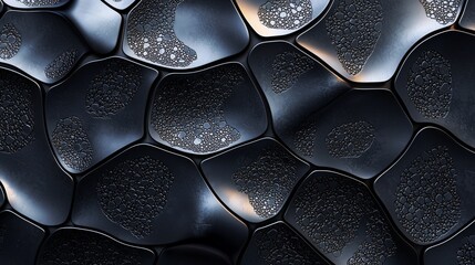 Wall Mural - A striking display features a black honeycomb structure with unique texture variations showcasing modern artistry