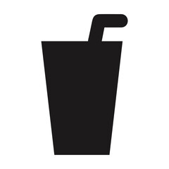 Wall Mural - black and white silhouette of a glass with a straw. vector illustration