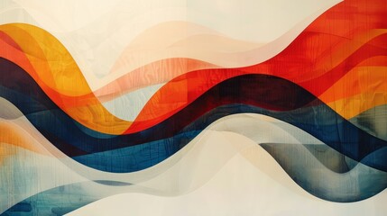 The curved lines, in shades of white, red, orange, and blue. Abstract background