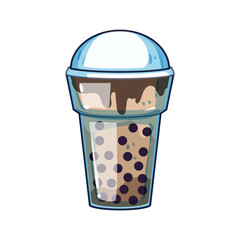 Wall Mural - coffee bubble tea cartoon. milk boba, brown beverage, ice asian coffee bubble tea sign. isolated symbol vector illustration