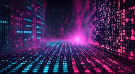A computer screen with a blue and purple background and a lot of numbers