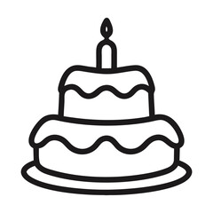 Wall Mural - two-tier birthday cake with candle line art illustration. vector illustration