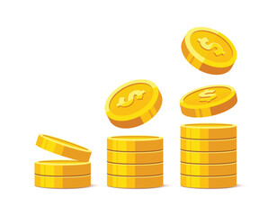 Wall Mural - heap of gold coins with us dollar currency sign vector illustration isolated on white background. mo