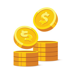 Wall Mural - heap of gold coins with us dollar currency sign vector illustration isolated on white background. mo