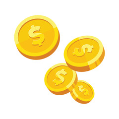 Wall Mural - gold coin with dollar us currency sign vector illustration isolated on white background. business an