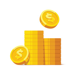 Wall Mural - heap of gold coins with us dollar currency sign vector illustration isolated on white background. mo