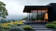© cloud7days - Conceptual representation of modern model house exterior with rooftop garden.