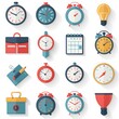 © Top - Colorful Flat Design Icons Representing Time and Scheduling