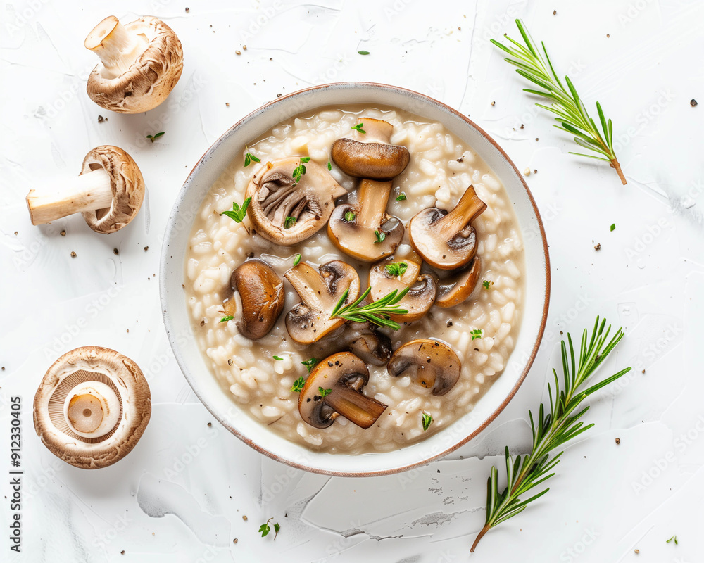 Mushroom Risotto, Creamy risotto made with Arborio rice, mushrooms, and