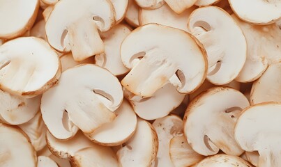 Wall Mural - fresh mushroom slices food background, Generative AI