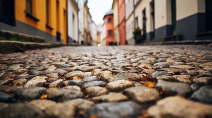 Detailed image capturing cobblestone street texture