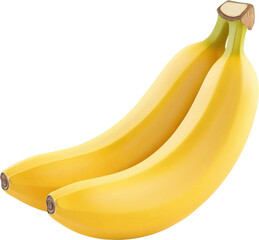 Illustration of Two Bright Yellow Bananas with a Transparent Background