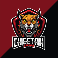 Wall Mural - Cheetah mascot esport logo design with shield