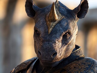 Poster - Close-up of a fierce-looking rhinoceros