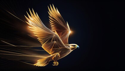 Wall Mural - Create a geometric logo of a golden falcon diving with speed.